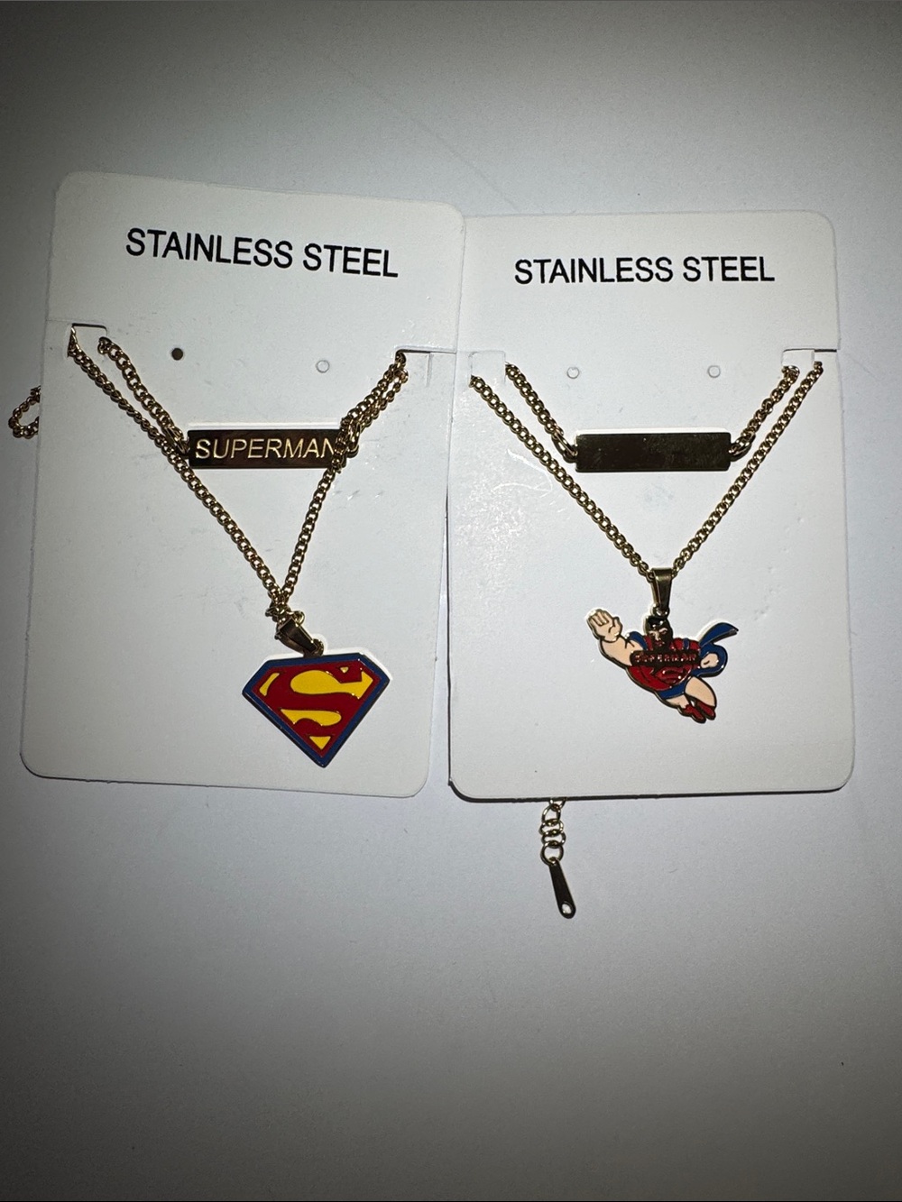 Kids Gold-Tone Superman Necklace Set - Red & Blue Charms